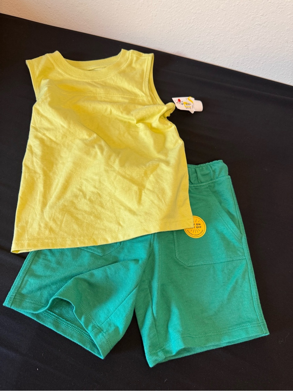 Cat & Jack Yellow Tank Top and Green Shorts Kids Matching Set